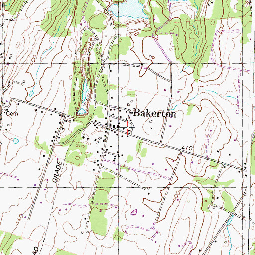 Topographic Map of Bakerton Fire Department, WV
