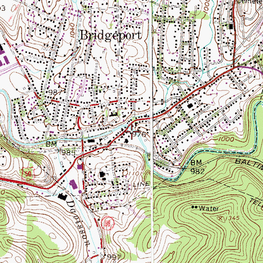 Topographic Map of Bridgeport City Fire Department Company 51, WV