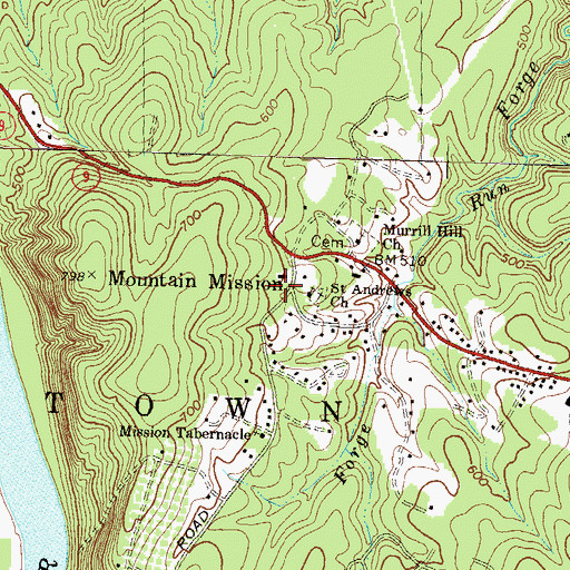 Topographic Map of Blue Ridge Mountain Volunteer Fire Company 5 - 1, WV