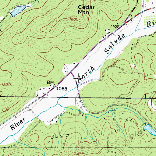 Topographic Map of Glassy Mountain Fire Department Dividing Water, SC