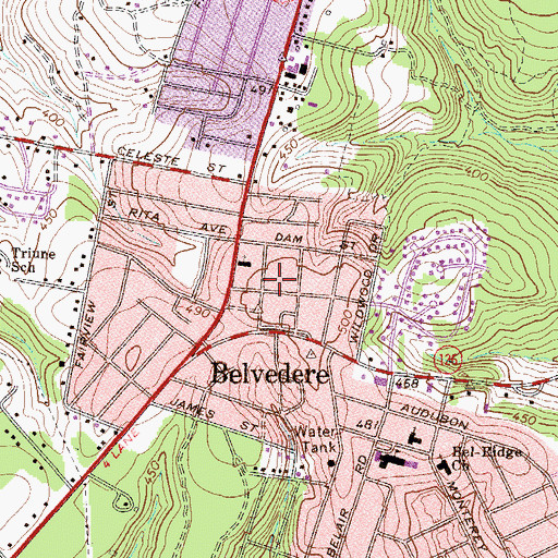 Topographic Map of Belvedere Fire Department, SC