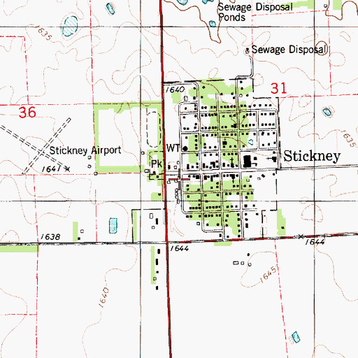 Topographic Map of Stickney Volunteer Fire Department, SD