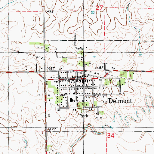 Topographic Map of Delmont Volunteer Fire Department, SD