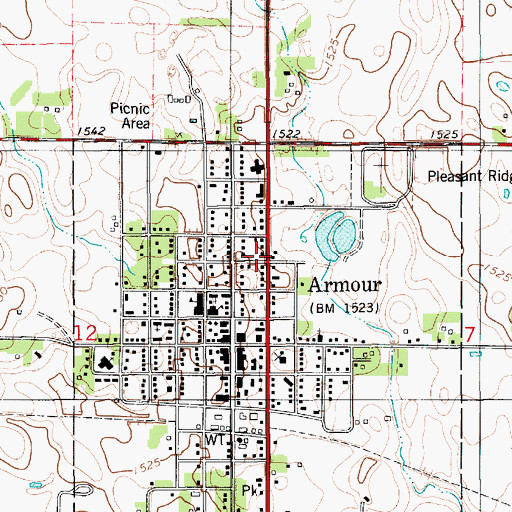 Topographic Map of Armour Fire Department, SD