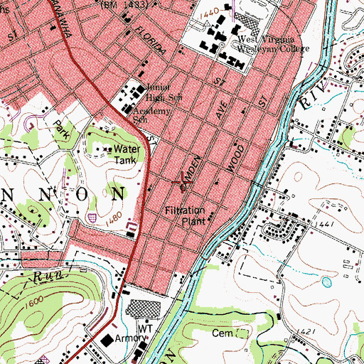 Topographic Map of Upshur County Emergency Medical Services, WV