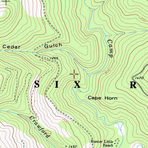 Topographic Map of Cedar Gulch, CA