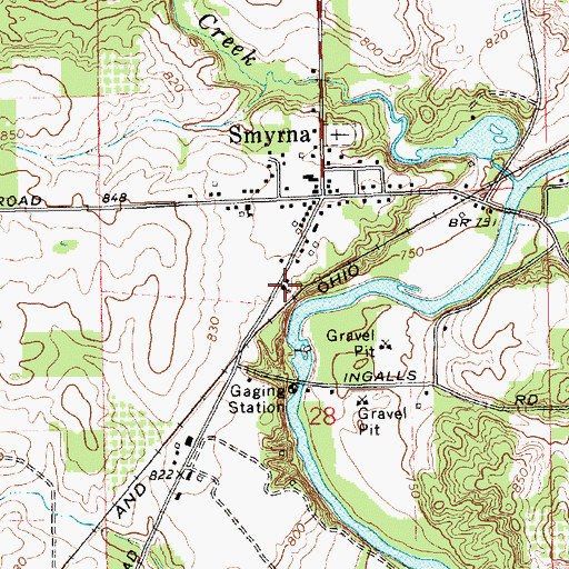 Topographic Map of Smyrna Bible Church, MI