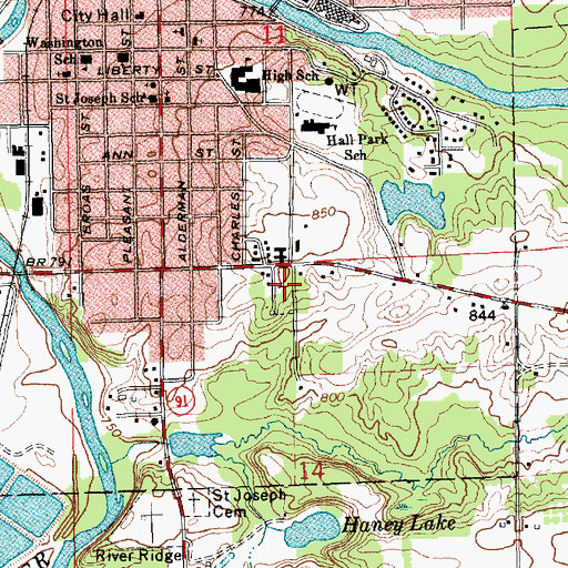 Topographic Map of Belding Cemetery, MI