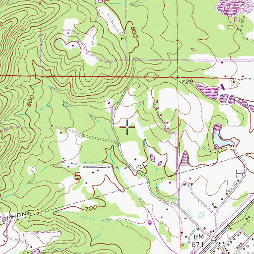 Topographic Map of Choccolocco Census Designated Place, AL