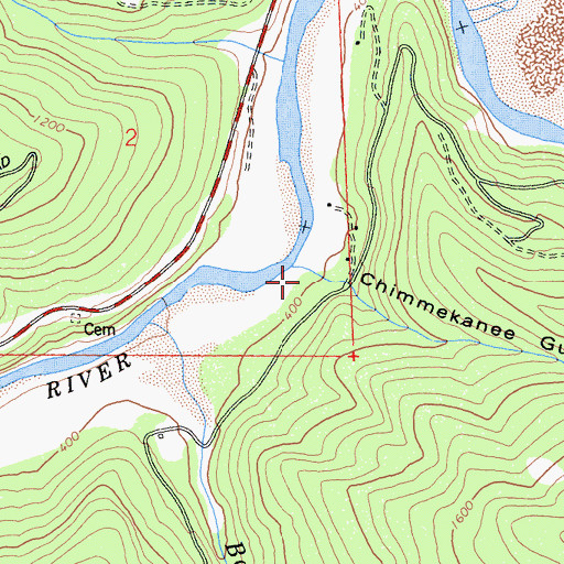 Topographic Map of Chimmekanee Gulch, CA