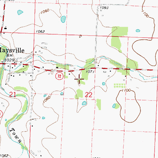 Topographic Map of Maysville Census Designated Place, AR