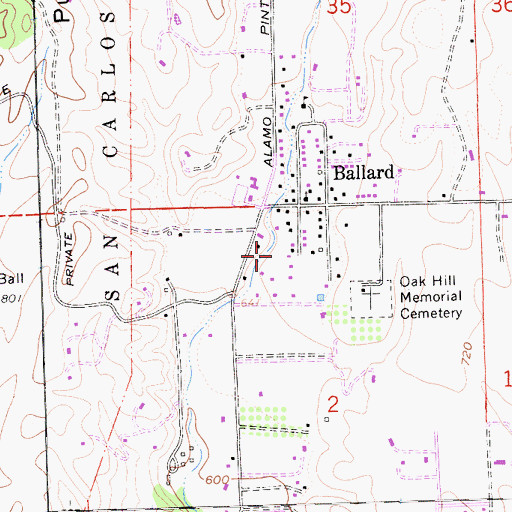 Topographic Map of Ballard Census Designated Place, CA