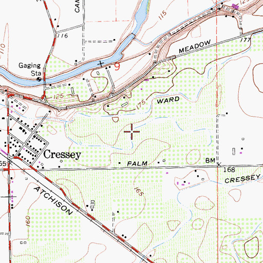 Topographic Map of Cressey Census Designated Place, CA