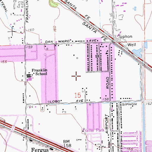 Topographic Map of Franklin Census Designated Place, CA