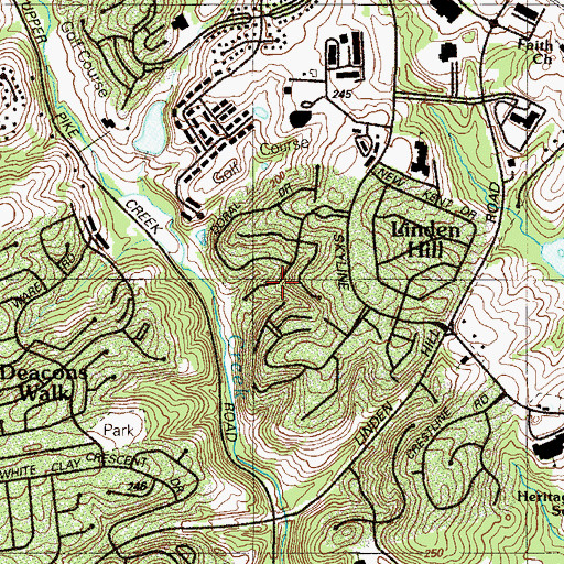 Topographic Map of Pike Creek Valley Census Designated Place, DE