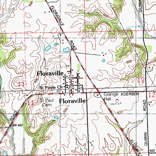 Topographic Map of Floraville Census Designated Place, IL