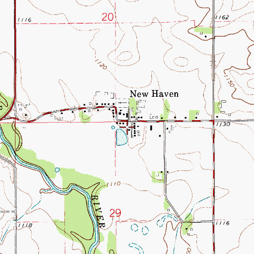 Topographic Map of New Haven Census Designated Place, IA