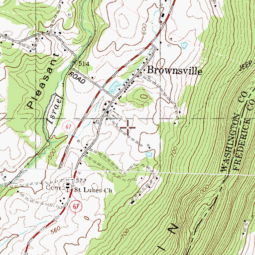 Topographic Map of Brownsville Census Designated Place, MD