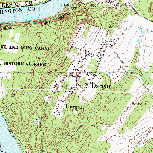Topographic Map of Dargan Census Designated Place, MD