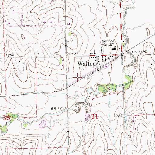 Topographic Map of Walton Census Designated Place, NE