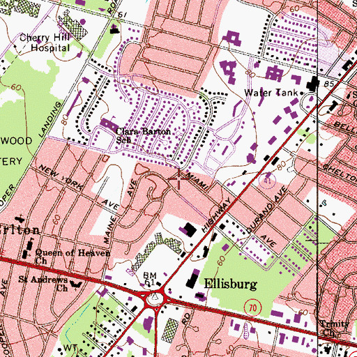 Topographic Map of Ellisburg Census Designated Place, NJ