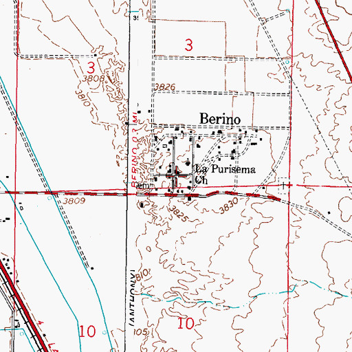 Topographic Map of Berino Census Designated Place, NM