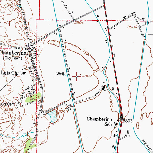 Topographic Map of Chamberino Census Designated Place, NM