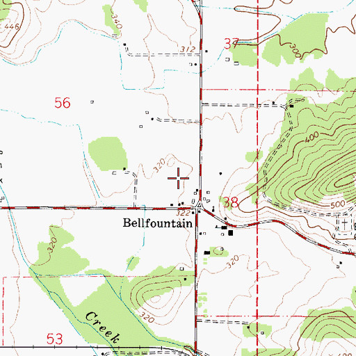 Topographic Map of Bellfountain Census Designated Place, OR