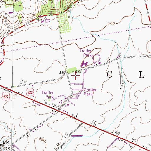 Topographic Map of Clay Census Designated Place, PA