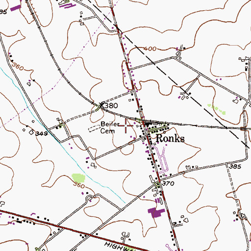 Topographic Map of Ronks Census Designated Place, PA