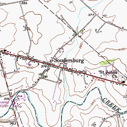 Topographic Map of Soudersburg Census Designated Place, PA