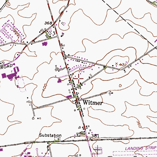 Topographic Map of Witmer Census Designated Place, PA