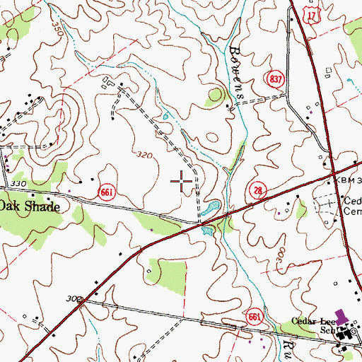 Topographic Map of Bealeton Census Designated Place, VA
