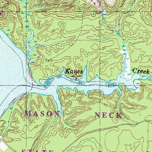 Topographic Map of Mason Neck Census Designated Place, VA