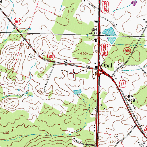 Topographic Map of Opal Census Designated Place, VA