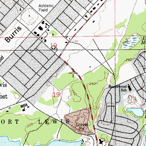 Topographic Map of North Fort Lewis Census Designated Place, WA