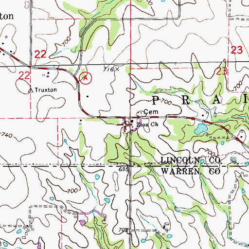 Topographic Map of Zion Cemetery, MO
