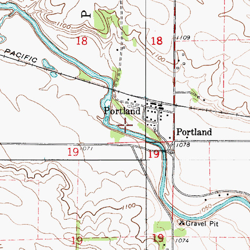 Topographic Map of Portland Census Designated Place, IA