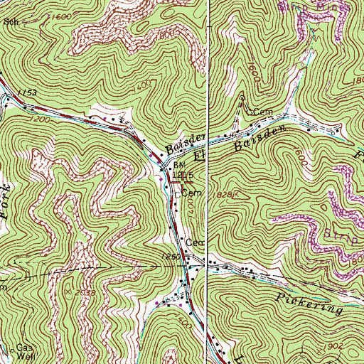 Topographic Map of Rex Cline Cemetery, WV