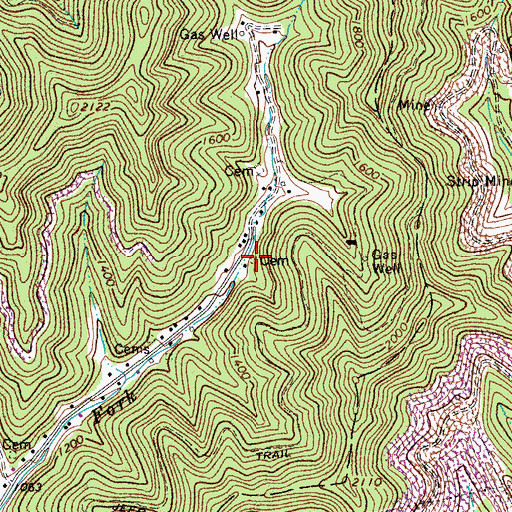 Topographic Map of Simkins Family Cemetery, WV