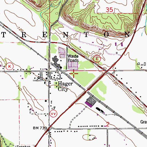 Topographic Map of Hager City Census Designated Place, WI