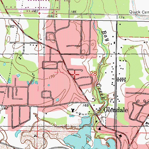 Topographic Map of Glendale Census Designated Place, MS