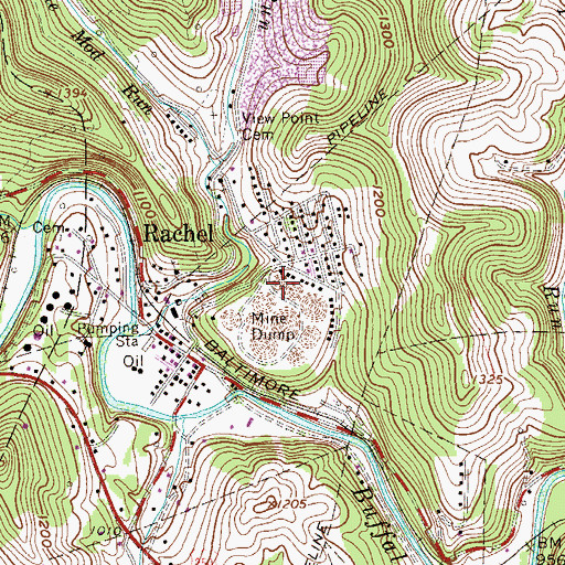 Topographic Map of Rachel Census Designated Place, WV