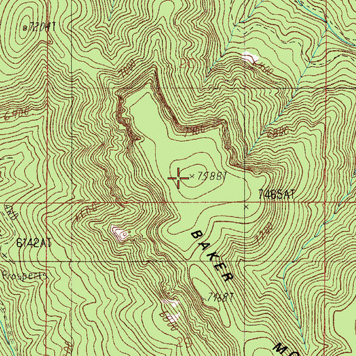 Topographic Map of Baker Mountain, AZ