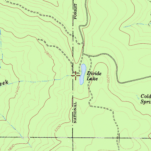 Topographic Map of Divide Lake, CA