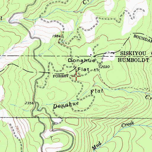 Topographic Map of Donahue Flat, CA