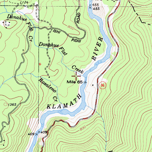 Topographic Map of Donahue Flat Creek, CA
