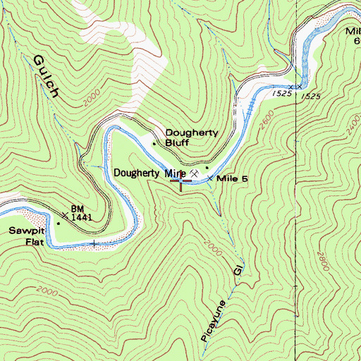 Topographic Map of Dougherty Mine, CA