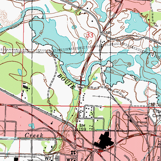 Topographic Map of Glendale Bridge, MS