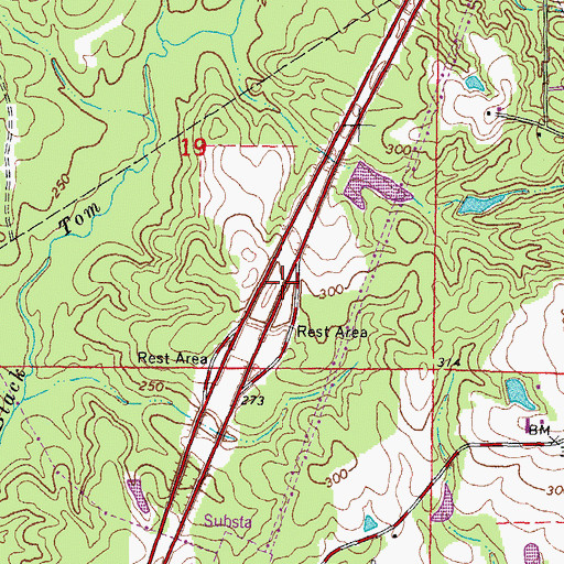 Topographic Map of Interstate 59 North Roadside Park, MS